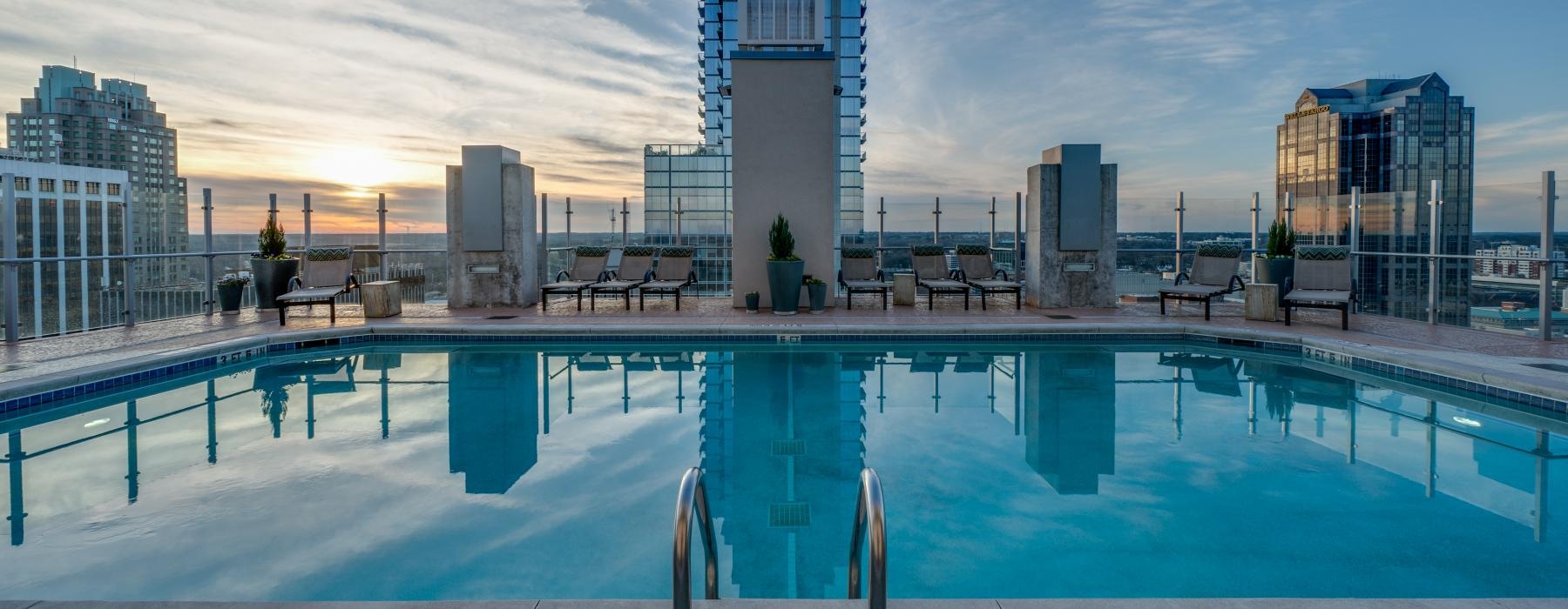 pool deck with spectacular city views